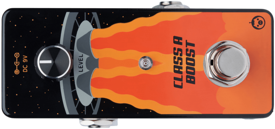 Striking front view of Class A Boost, a pedal that delivers clean and dynamic sonic enhancement.