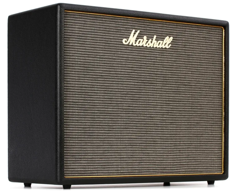Frontal perspective of Marshall ORI20C Origin 1x10" 20-watt Tube Combo Amp, a compact powerhouse with iconic design.